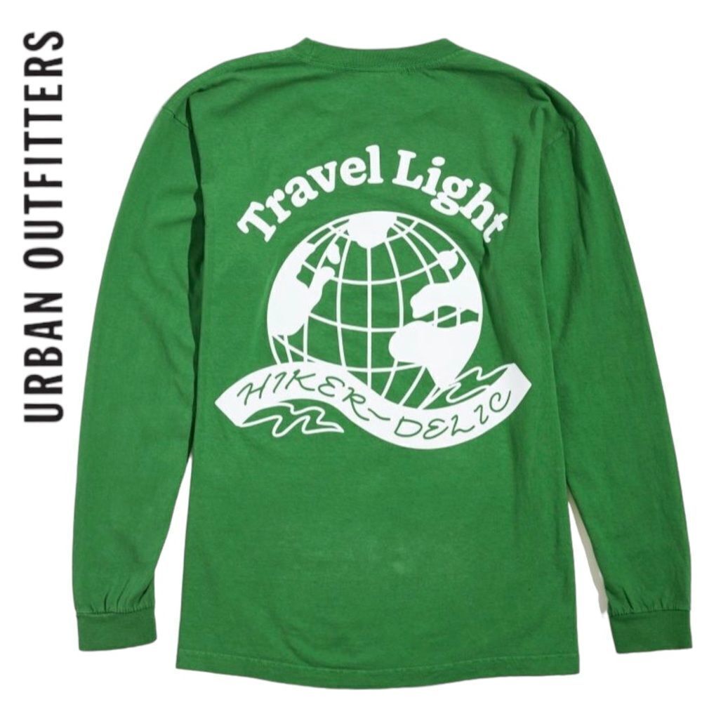 Urban Outfitters UO Hikerdelic Travel Light Green Long Sleeve Tee T-Shirt NEW